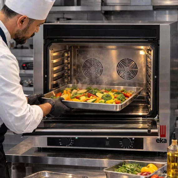 Tecnoeka légkeveréses sütő, manuális párásítással, 4 tálcás, 3,4 kw – 2. kép