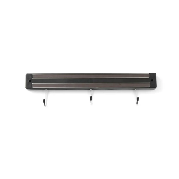 Késtartó mágnes akasztókkal, HENDI, 3 kampó, Fekete, (L)340mm