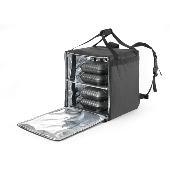 Szigetelt élelmiszer szállító hátizsák, HENDI, 75,2L, Fekete, 410x410x(H)480mm – 3. kép