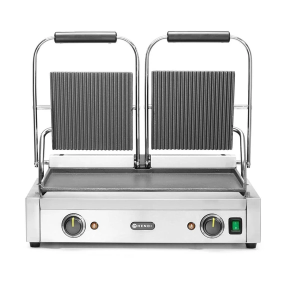 Kontakt grill - dupla verzió, HENDI, Bordázott tetejű és sima aljú, 230V/3600W