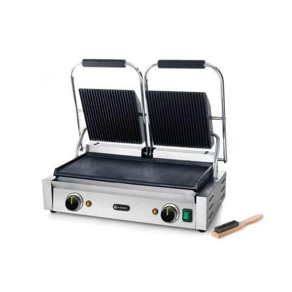 Kontakt grill - dupla verzió, HENDI, Bordázott tetejű és sima aljú, 230V/3600W – 2. kép