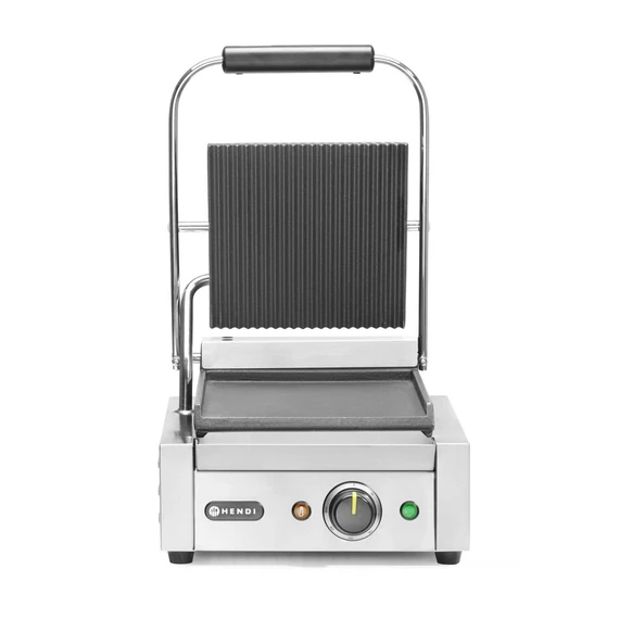 Kontakt grill - szimpla verzió, HENDI, Bordázott tetejű és sima aljú, 230V/1800W